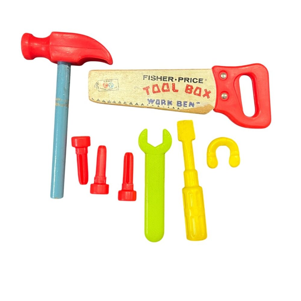 Fisher Price Toy Tool Replacement Set 8-Piece Plastic & Wood Used